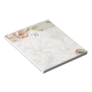 Antikes Blumen- und Vogelnachschlagebuch Notizblock