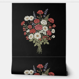Antikes Blumenbouquet Schwarze Textur Tapete