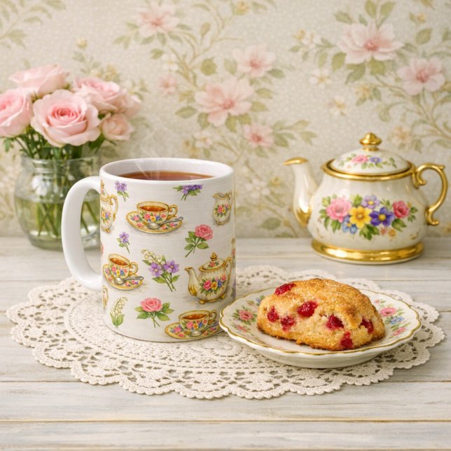 Antikes Blumengeschirr Tassenmuster Kaffeetasse (Von Creator hochgeladen)