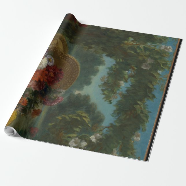 antikes Blumenkorbgemälde Geschenkpapier (Ungerollt)