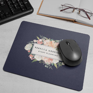 Antikes Blumenlogo Blush & Navy Mousepad