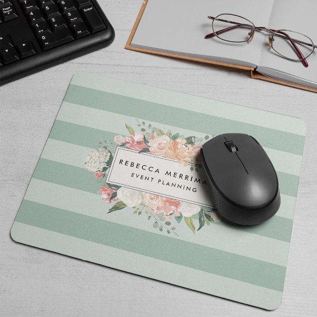 Antikes Blumenlogo | Stapelstreifen Mousepad (Von Creator hochgeladen)
