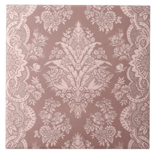 Antikes Blumenmuster auf rosafarbenem Beige Fliese
