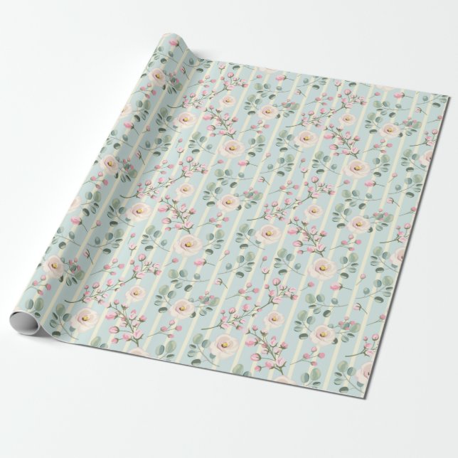 Antikes Blumenmuster Geschenkpapier (Ungerollt)