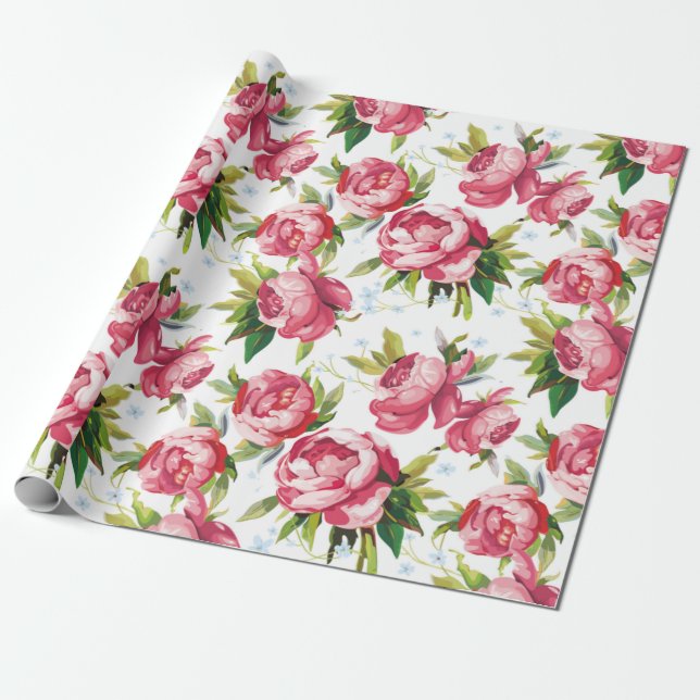 Antikes Blumenmuster Geschenkpapier (Ungerollt)