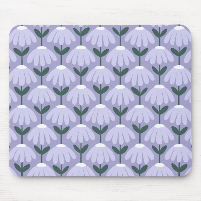 Antikes Blumenmuster Heather Blau Mousepad (Vorne)