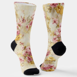 Antikes Blumenmuster im Wassercolor-Stil Socken