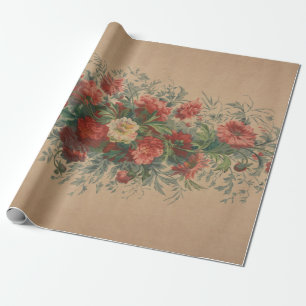 Antikes Blumenmuster Klassiker des 19. Jahrhundert Geschenkpapier