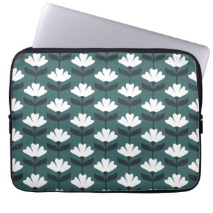 Antikes Blumenmuster Meergrün Laptopschutzhülle
