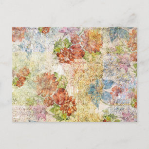 Antikes Blumenmuster mit distressed-Effekt Postkarte