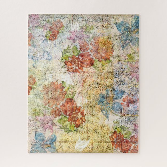 Antikes Blumenmuster mit distressed-Effekt Puzzle (Vertikal)