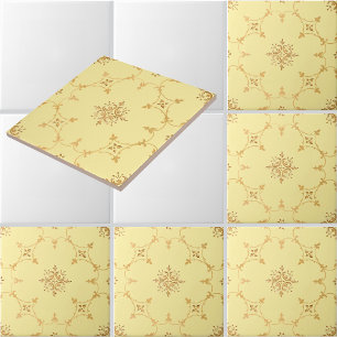 Antikes Blumenmuster mit Fleuron-Interieur Fliese