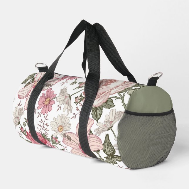 Antikes Blumenmuster mit Rosen Duffle Bag (Rechte Ecke)