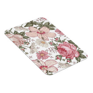 Antikes Blumenmuster mit Rosen Magnet