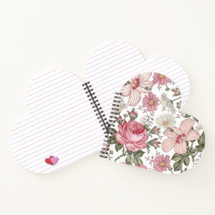 Antikes Blumenmuster mit Rosen Notizbuch