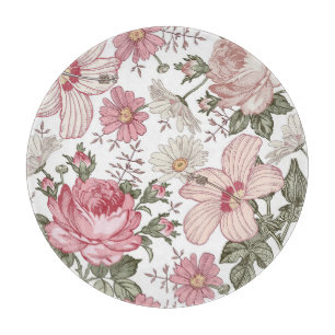 Antikes Blumenmuster mit Rosen Schneidebrett