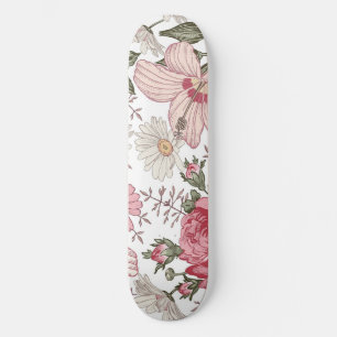 Antikes Blumenmuster mit Rosen Skateboard