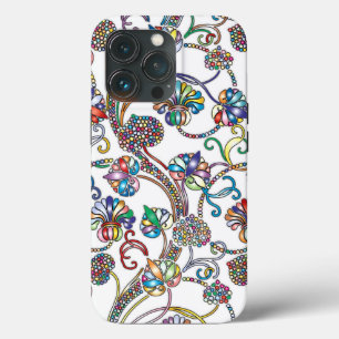Antikes Blumenmuster Multi Color auf Weiß Case-Mate iPhone Hülle