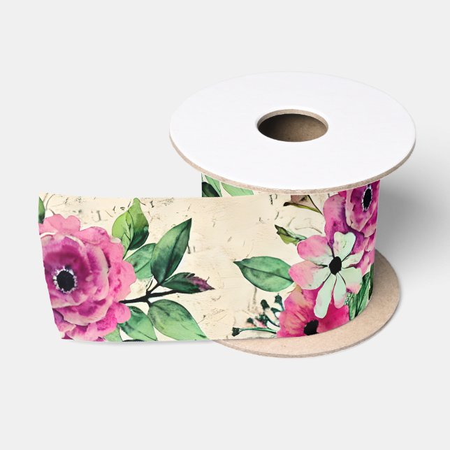 Antikes Blumenmuster Satinband (Spule)