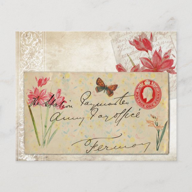 Antikes Blumenmuster-Schabblatt Papier (Vorderseite)