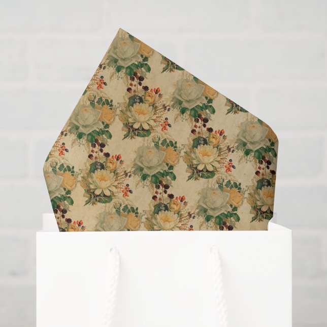 Antikes Blumenmuster Seidenpapier (Geschenktüte)