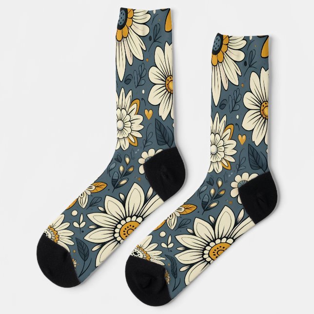 Antikes Blumenmuster Socken (Linkes Detail)