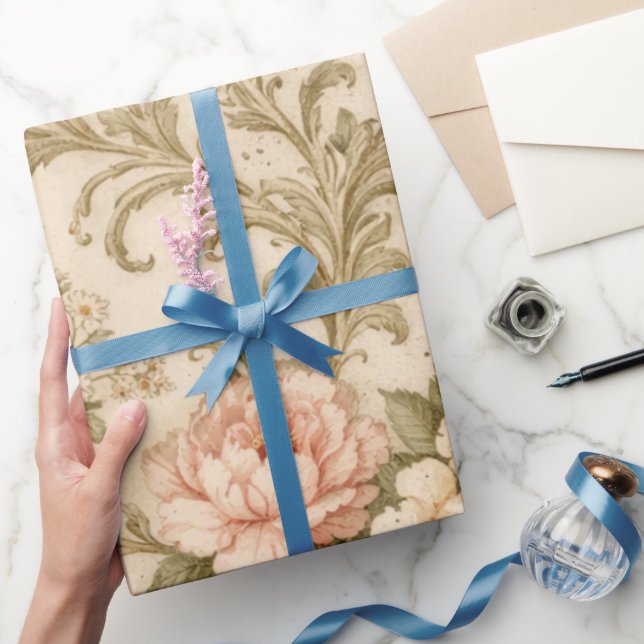 Antikes Blumenmuster Tapete  Geschenkpapier (Schenken)
