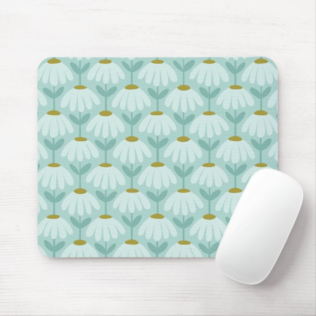 Antikes Blumenmuster Teal Blau & Olivgrün Mousepad (Mit Mouse)