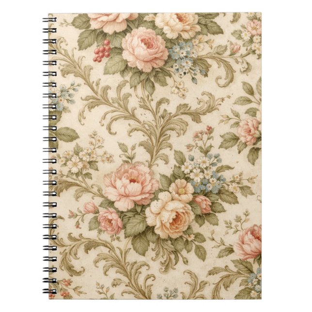 Antikes Blumenmuster-Wallpaper  Notizblock (Vorderseite)