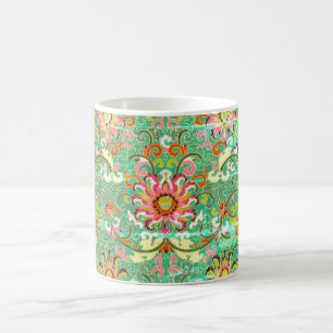 Antikes Blumenmuster william morris grün rosa  Kaffeetasse