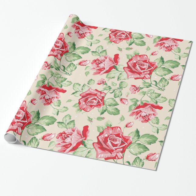 Antikes Blumenmuster-Wrap-Papier Geschenkpapier (Ungerollt)