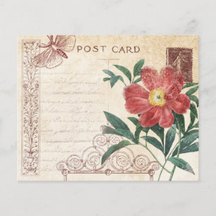 Antikes Blumenpostkarten-Schabkunstpapier