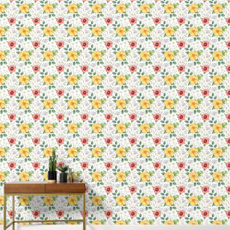 Antikes Blumenwallpaper, große Blumen, JedeFarbe Tapete