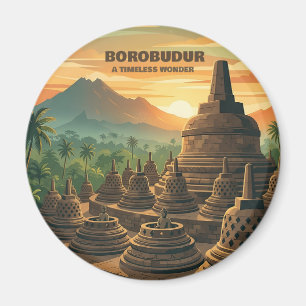 Antikes Borobudur-Tempel Indonesien Sonnenaufgang  Magnet