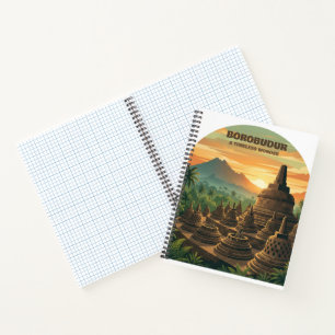Antikes Borobudur-Tempel Indonesien Sonnenaufgang  Notizbuch
