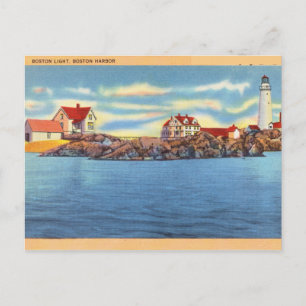 Antikes Boston Light, Boston Hafen Postkarte