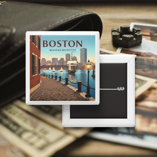 Antikes Boston Massachusetts Button (Von Creator hochgeladen)