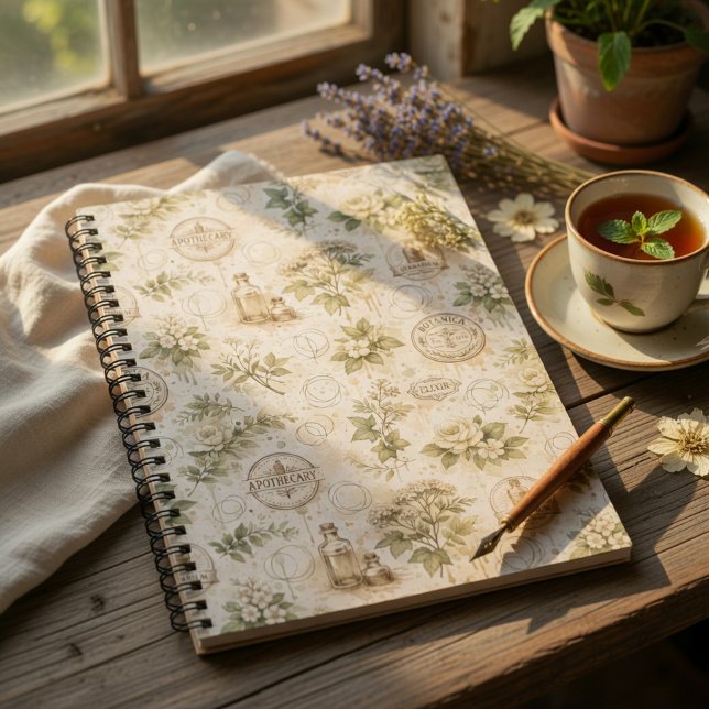 Antikes Botanisches Apotheken Notizbuch Notizblock (Vintage Botanical Apothecary Notebook)