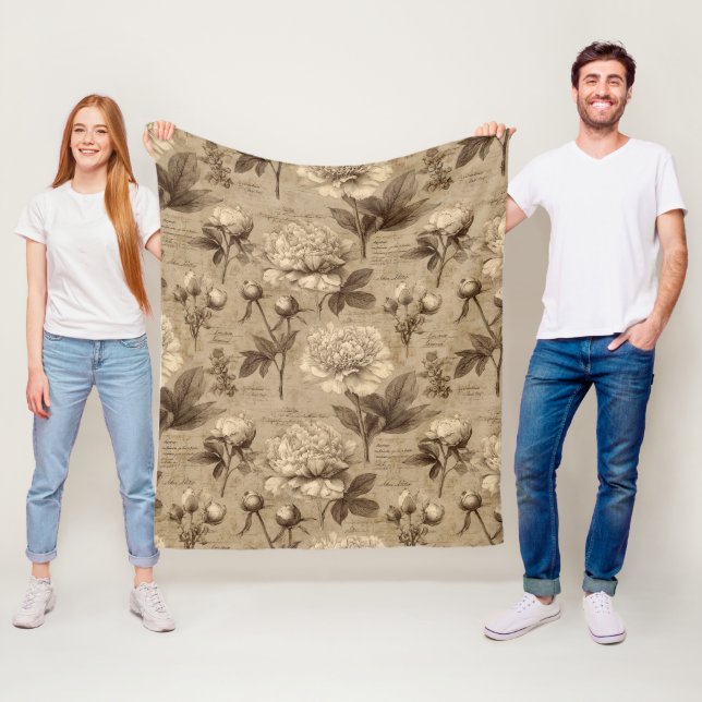 Antikes botanisches Blumenmuster (2) Fleecedecke (Beispiel)