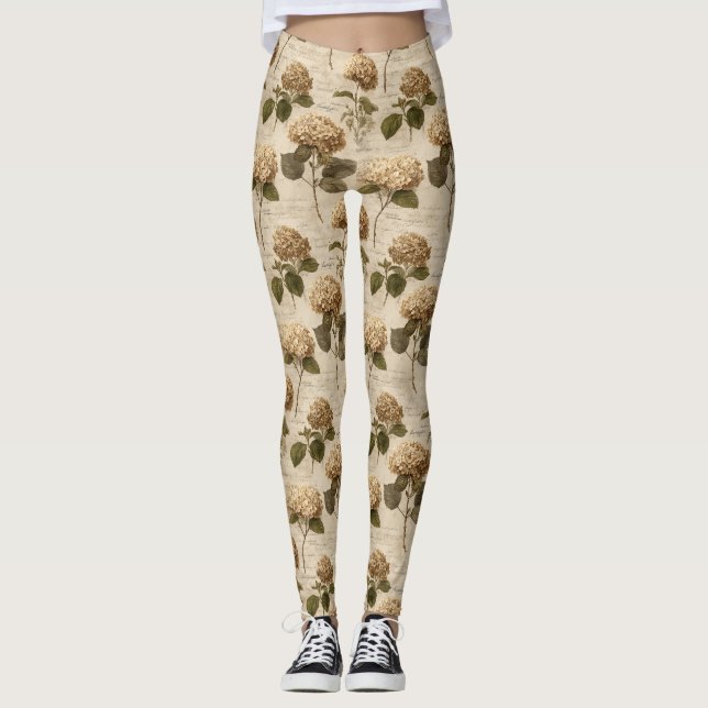 Antikes botanisches Blumenmuster (2) Leggings (Vorderseite)