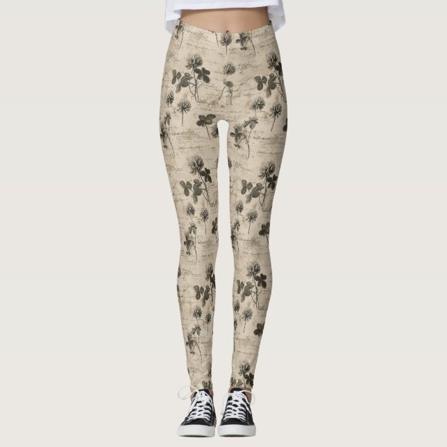 Antikes botanisches Blumenmuster (4) Leggings (Vorderseite)