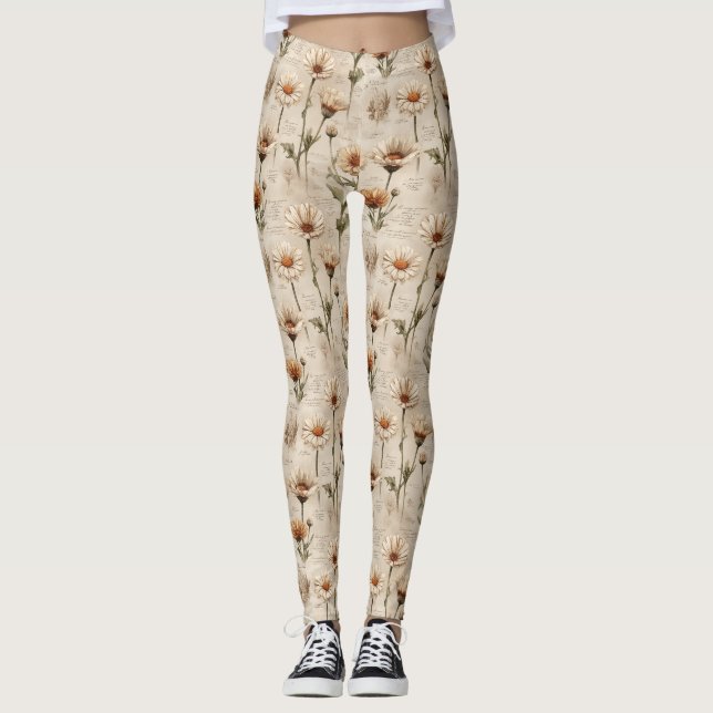 Antikes botanisches Blumenmuster (7) Leggings (Vorderseite)