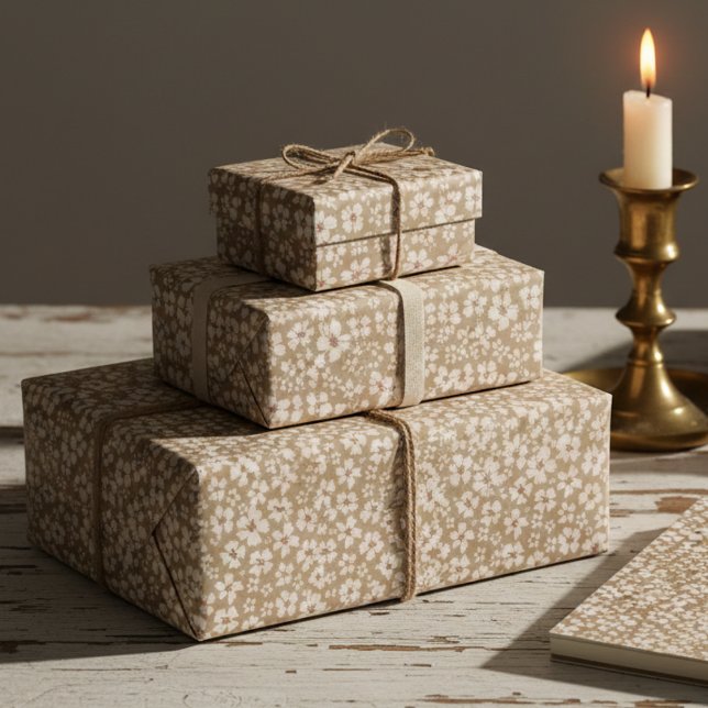 Antikes botanisches Creme-Blumen-Geschenkpapier Geschenkpapier (Von Creator hochgeladen)