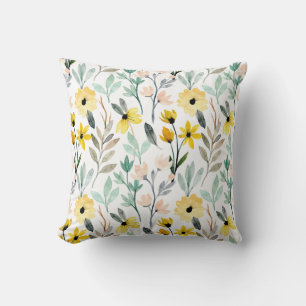 Antikes botanisches Druckwerk mit Wildblumen auf s Kissen