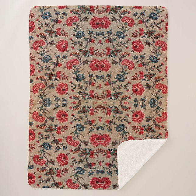 Antikes botanisches Jugendstil-Muster Sherpadecke (Vorderseite)