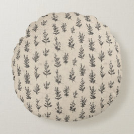 Antikes Botanisches Kräutermuster – Vintage Floral Rundes Kissen