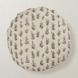 Antikes Botanisches Kräutermuster – Vintage Floral Rundes Kissen