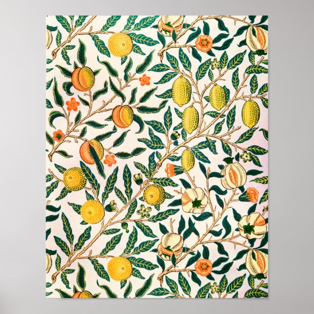 Antikes botanisches Muster Poster (Vorne)