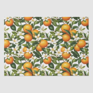 Antikes botanisches Orangenfrucht-Blütenmuster Seidenpapier