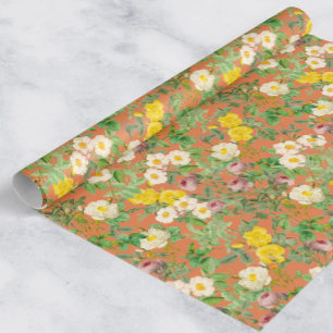 Antikes botanisches Rosen-Verpackungspapier in war Geschenkpapier